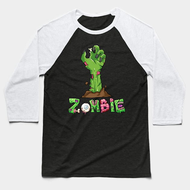 Zombie Hand Baseball T-Shirt by MZeeDesigns